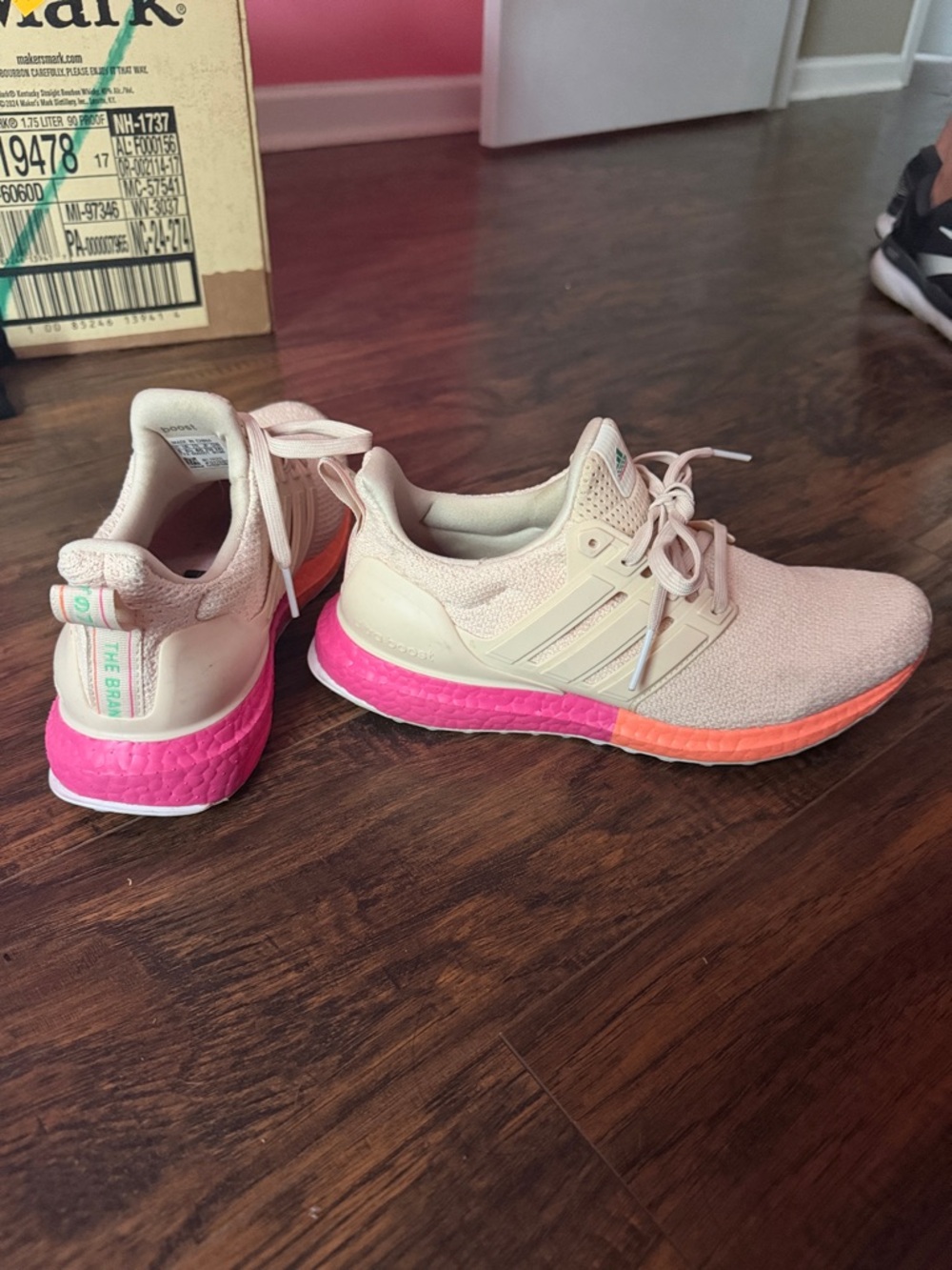 adidas Women’s Light Pink Sneakers with Hot Pink and Coral Accents